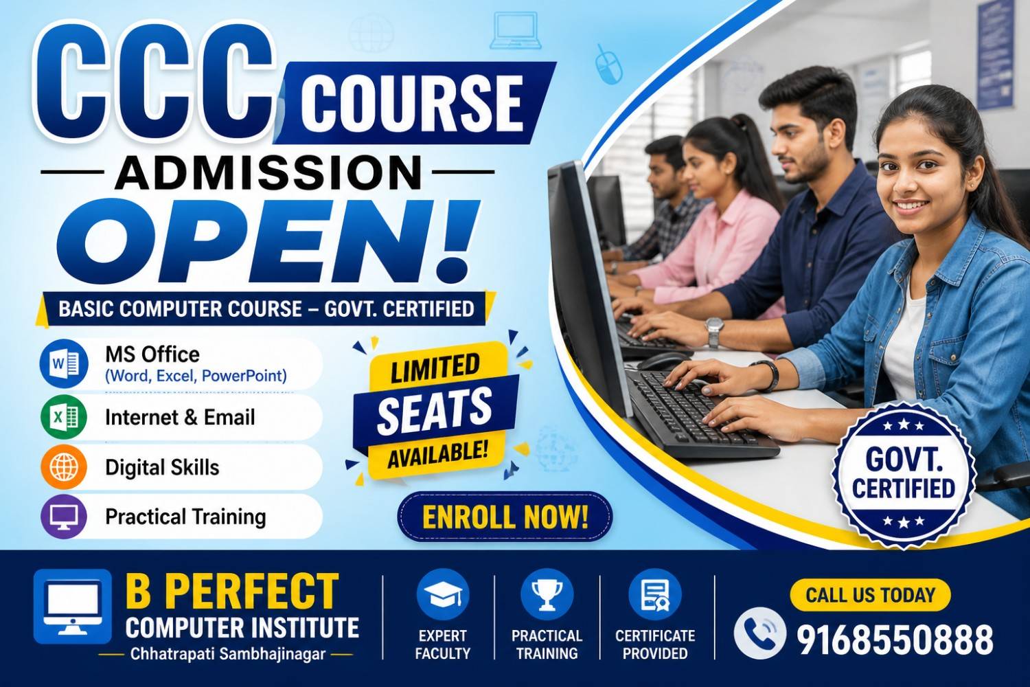 CCC Course Admission Open - Govt Certified Basic Computer Course
